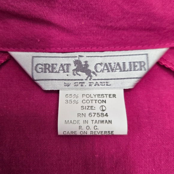 Vintage 80s Hot Pink Tracksuit Set Half Zip Jacket Straight Leg Pants Size Large - Picture 6 of 16